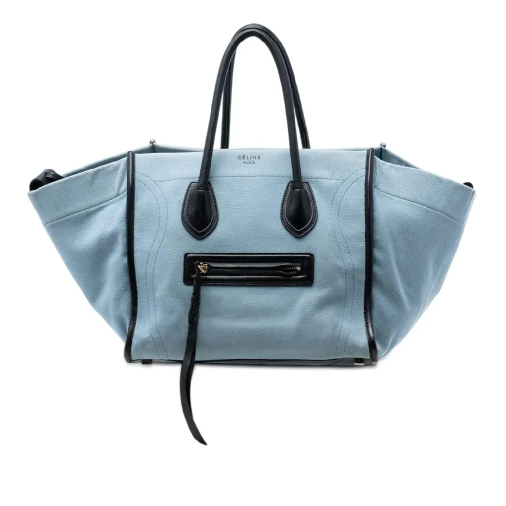 Celine Medium Denim Phantom Luggage Tote Blue Very good - Front View