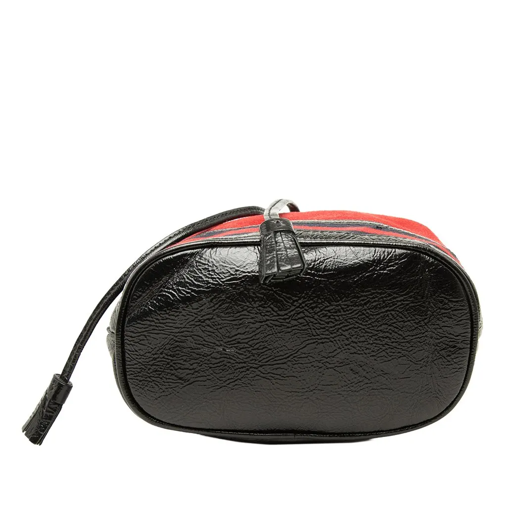 Gucci Mini Suede and Patent Web Ophidia Bucket Bag Red Suede Very good - Inside View