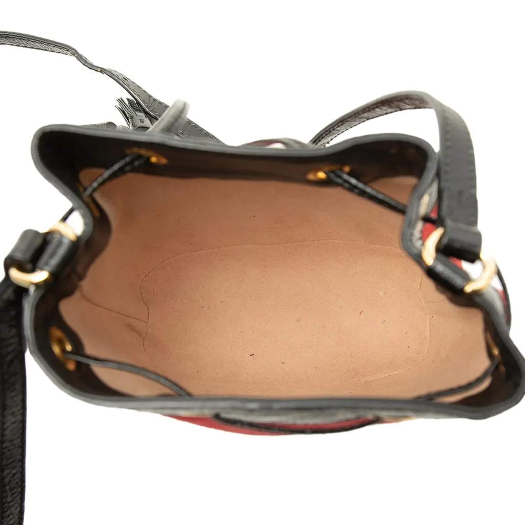 Gucci Mini Suede and Patent Web Ophidia Bucket Bag Red Suede Very good - Model View