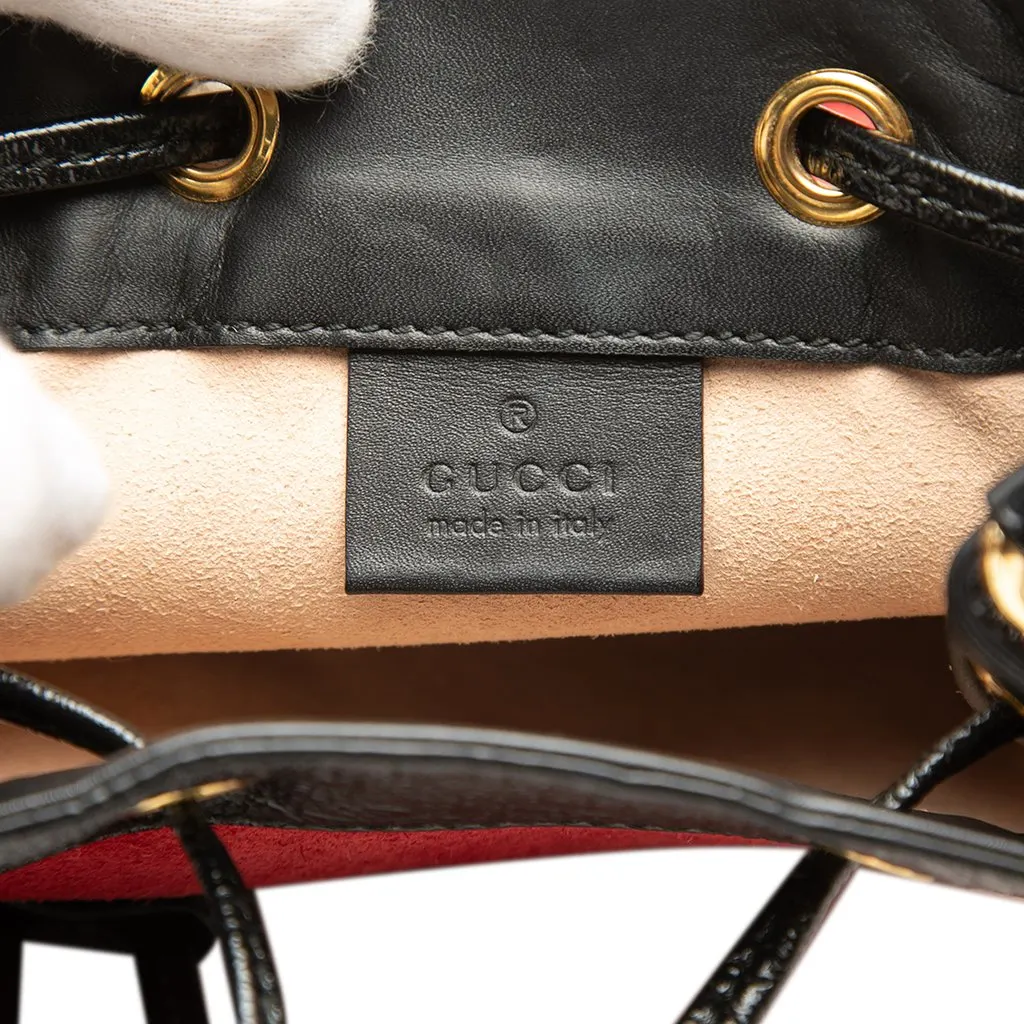 Gucci Mini Suede and Patent Web Ophidia Bucket Bag Red Suede Very good - Box View