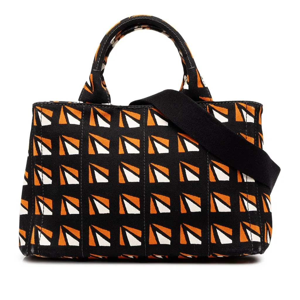 Prada Canapa Canvas Satchel Orange Canvas Good - Front View