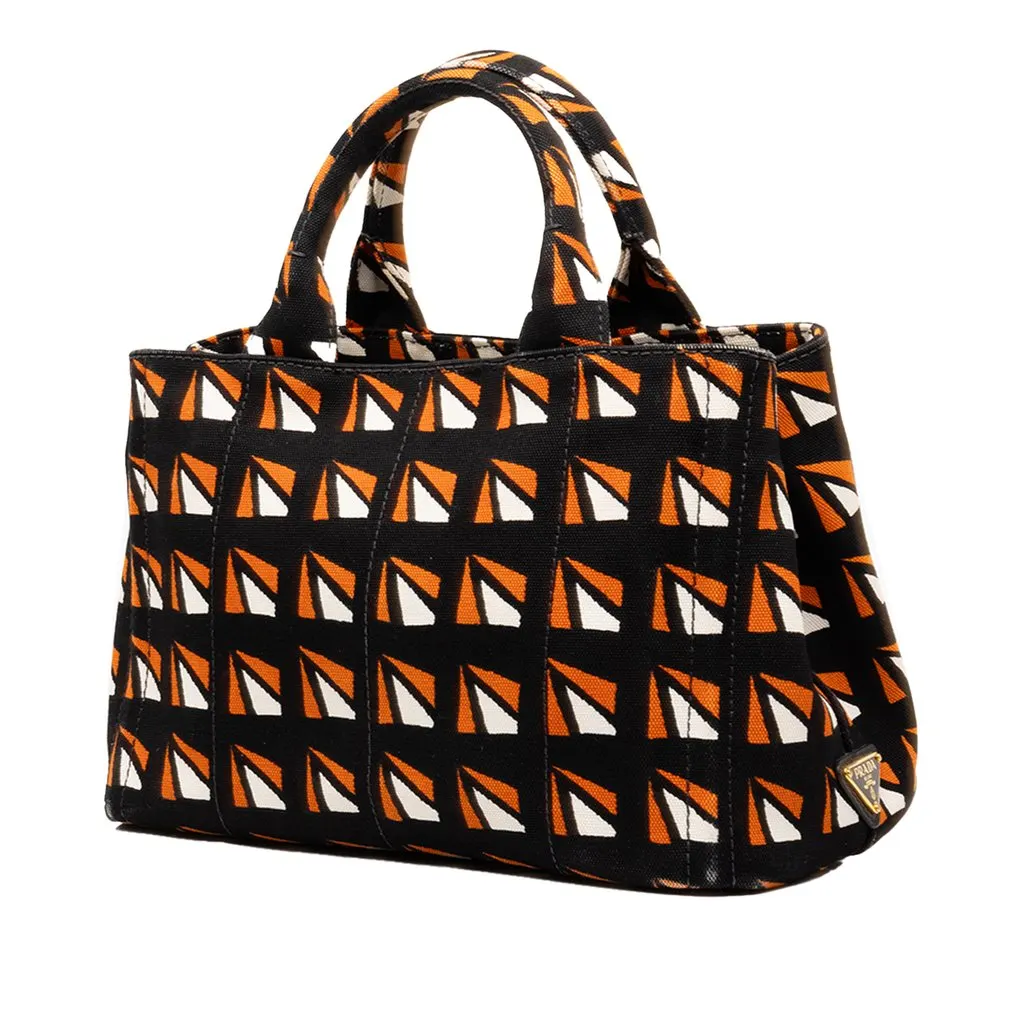 Prada Canapa Canvas Satchel Orange Canvas Good - Back View