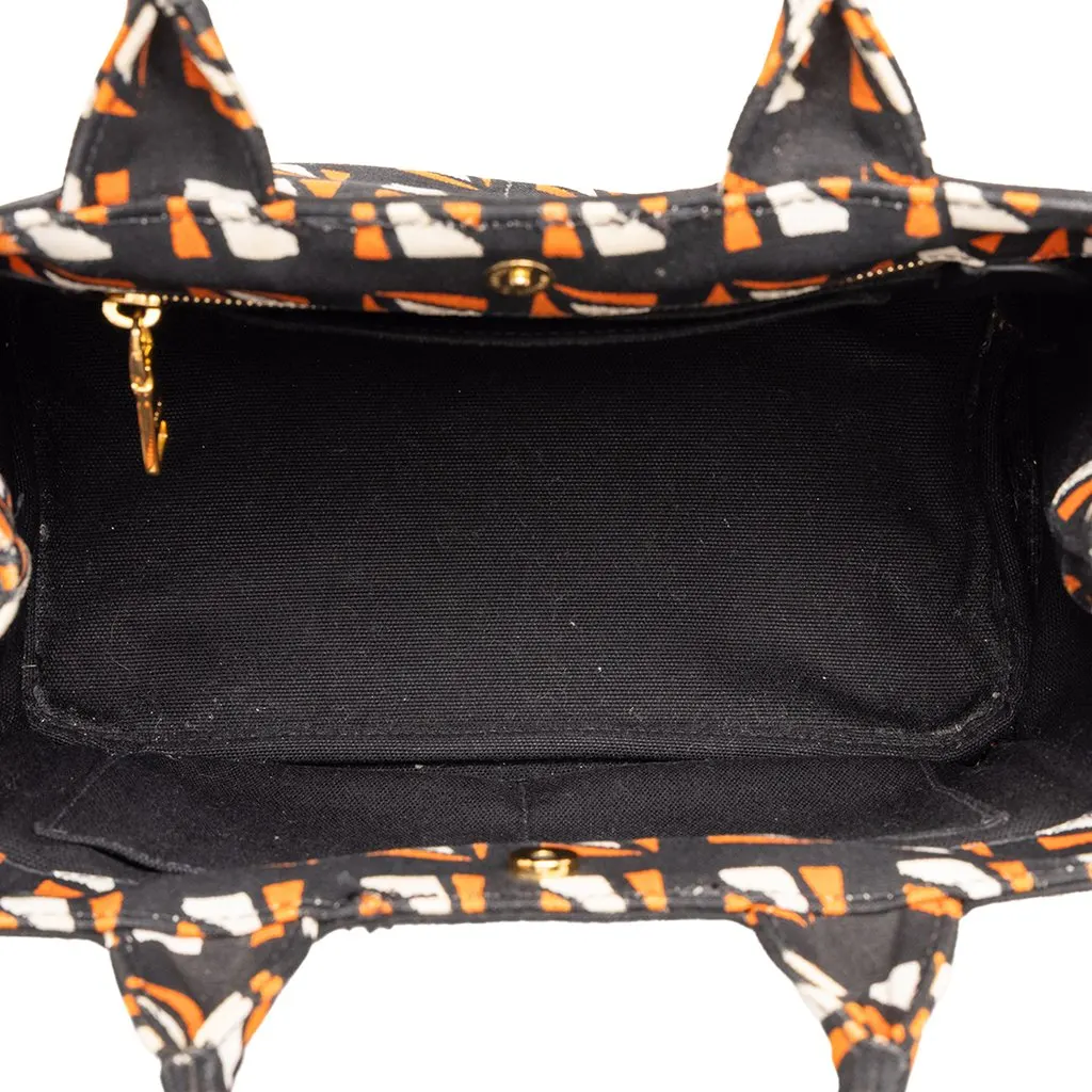 Prada Canapa Canvas Satchel Orange Canvas Good - Model View
