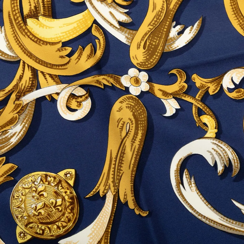 Hermès Le Mors A La Conetable Silk Scarf 90 Blue Silk Very good - Inside View