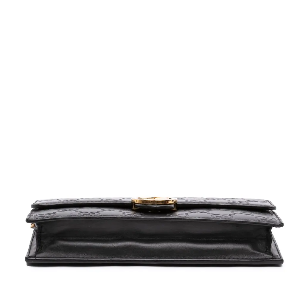 Gucci Guccissima Interlocking G Wallet on Chain Black Leather Very good - Inside View