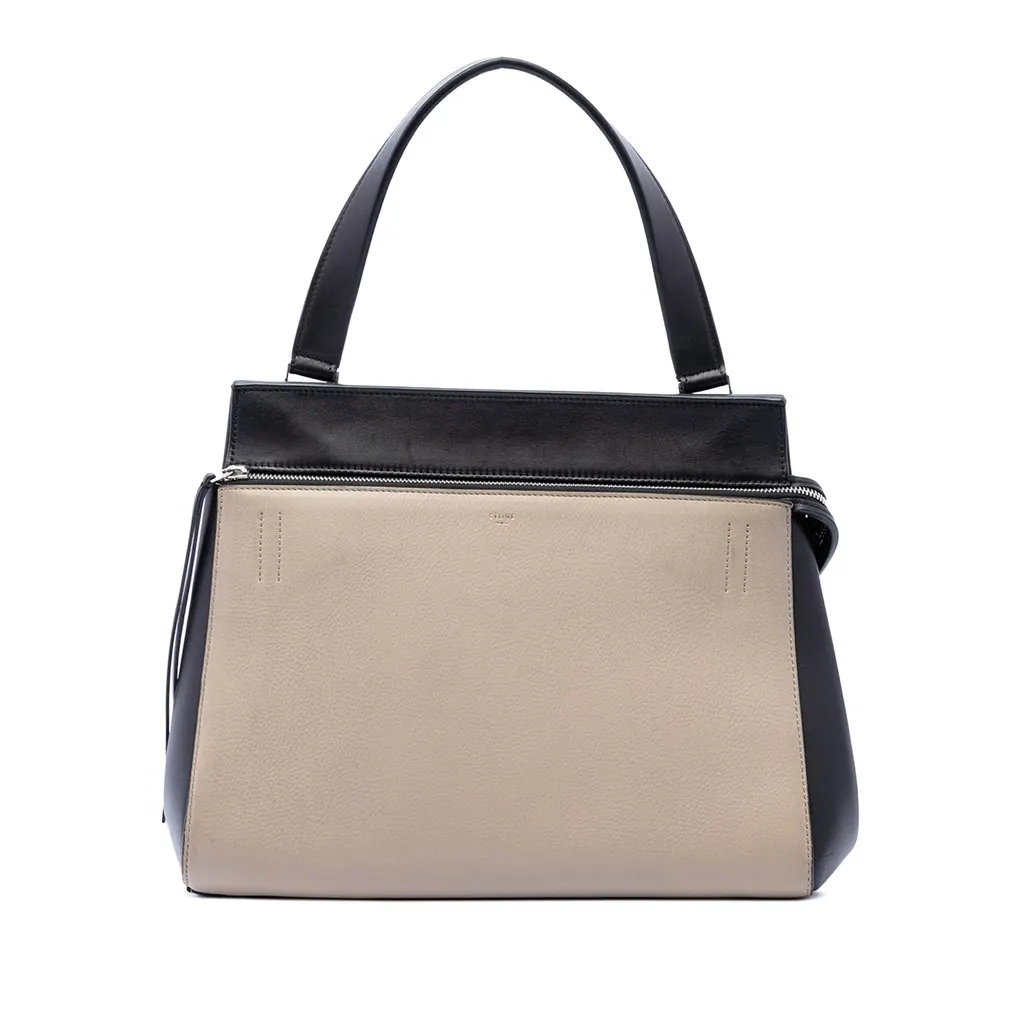 Celine Medium Bicolor Leather Edge Handbag Black Leather Very good - Front View
