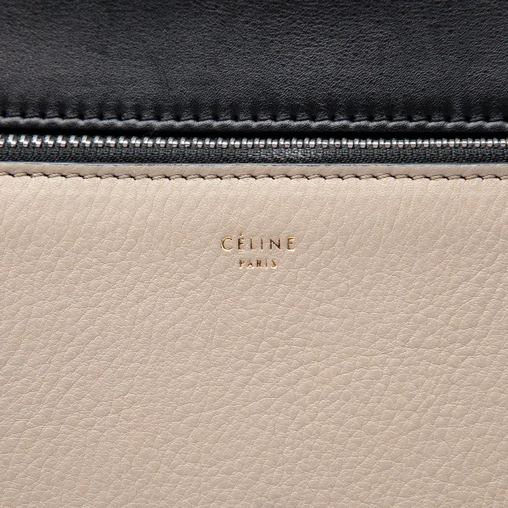 Celine Medium Bicolor Leather Edge Handbag Black Leather Very good - Box View