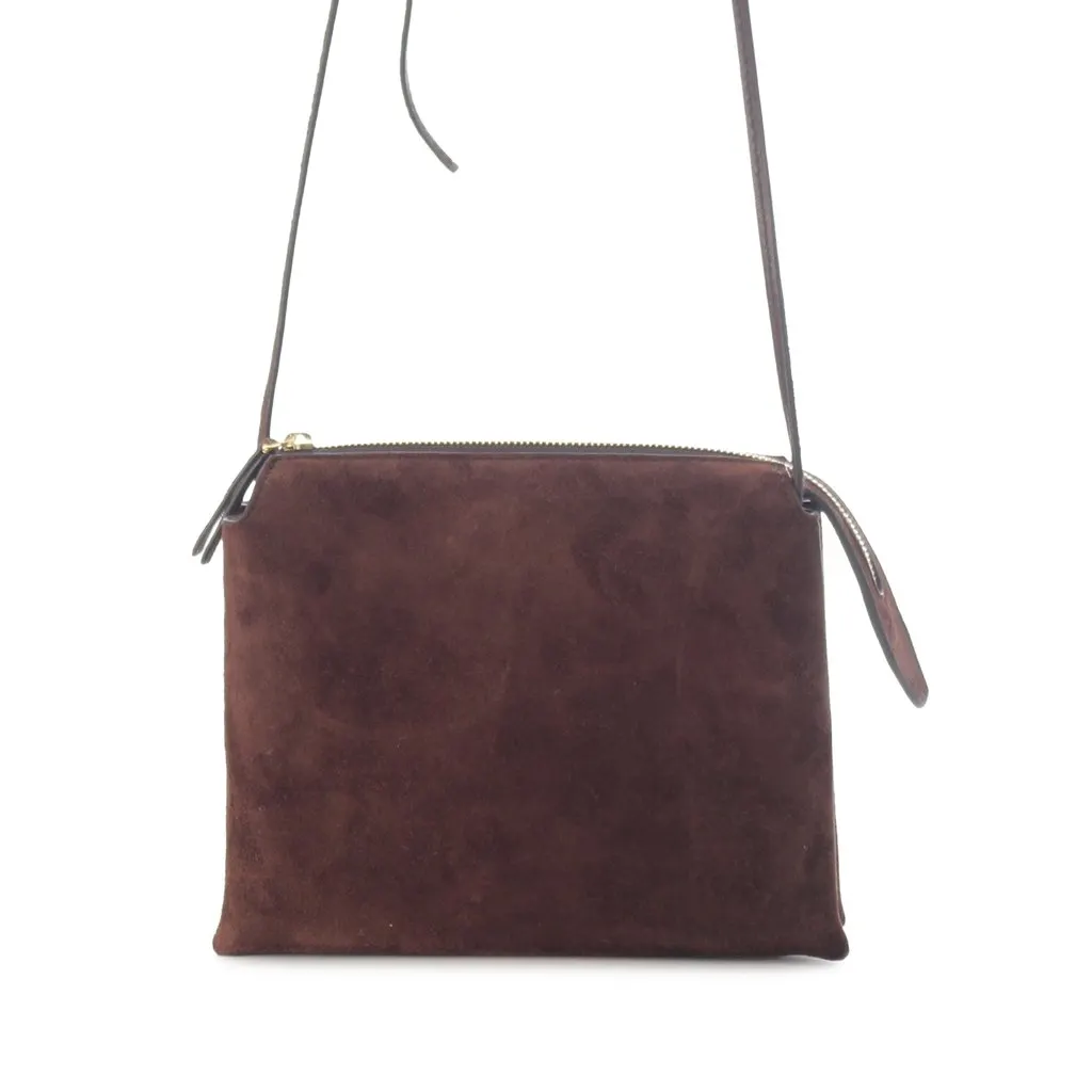 The Row Mini Suede Nu Twin Crossbody Brown Leather Very good - Front View