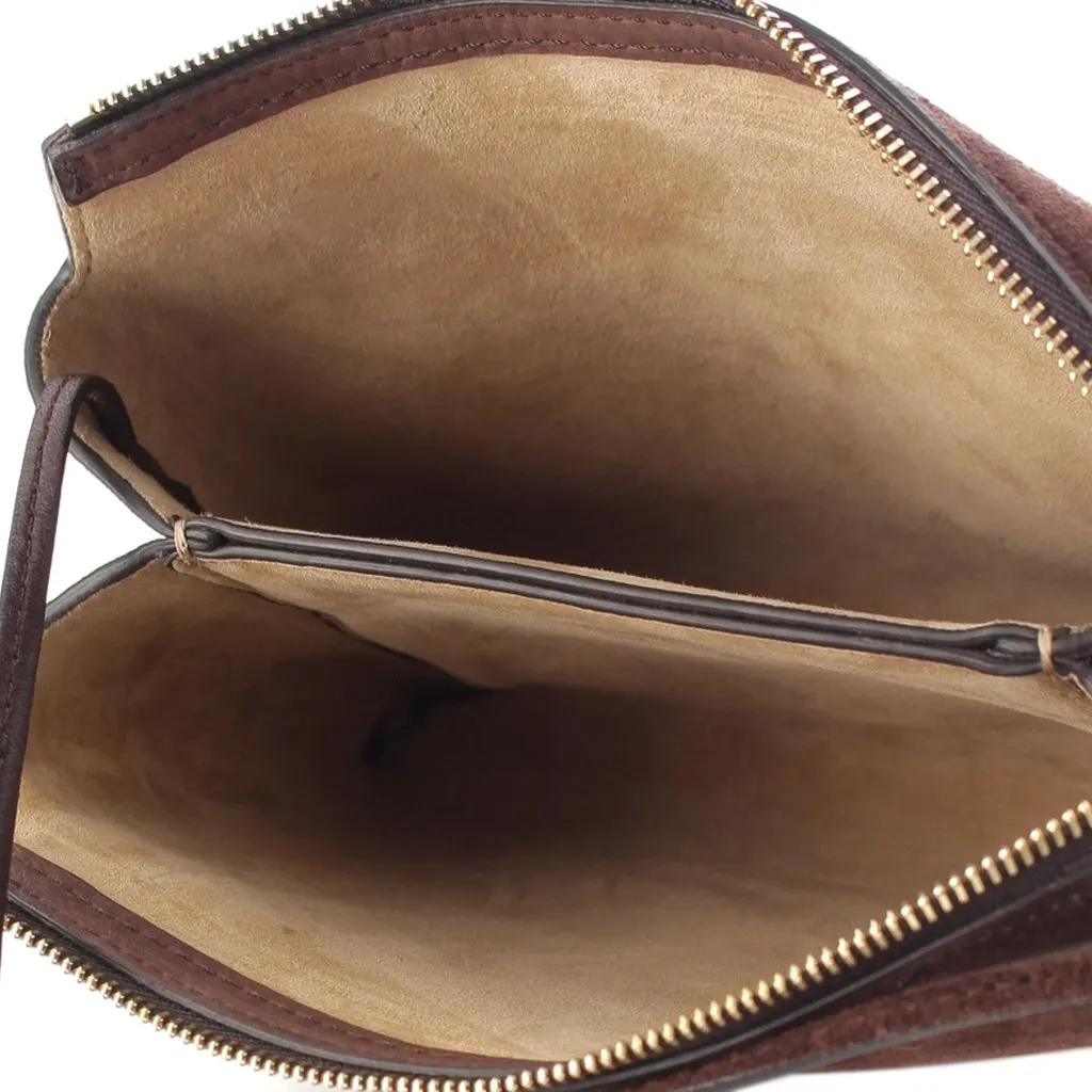 The Row Mini Suede Nu Twin Crossbody Brown Leather Very good - Model View