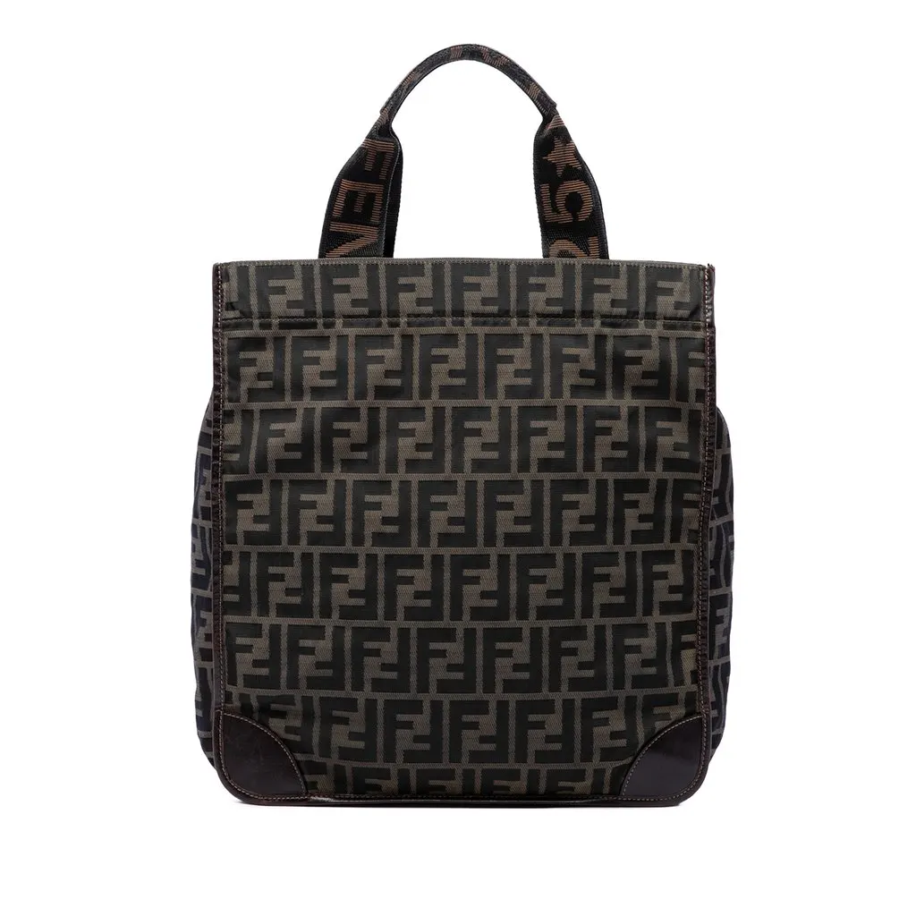 Fendi Zucca Canvas Foldable Tote Brown Canvas Good - Front View