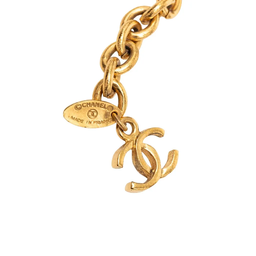 Chanel CC Gold Plated Lion Head Medallion Link Bracelet Gold Metal Very good - Box View