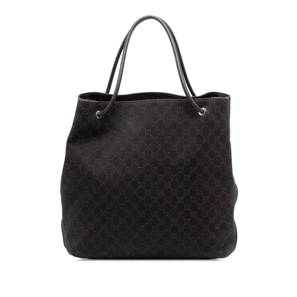 Gucci Large GG Denim Gifford Tote Brown Very good - Front View
