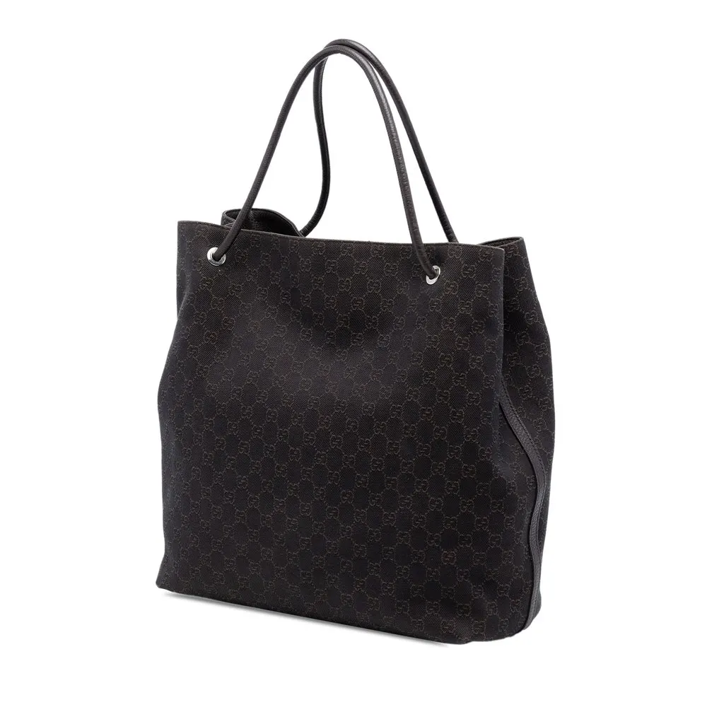 Gucci Large GG Denim Gifford Tote Brown Very good - Back View