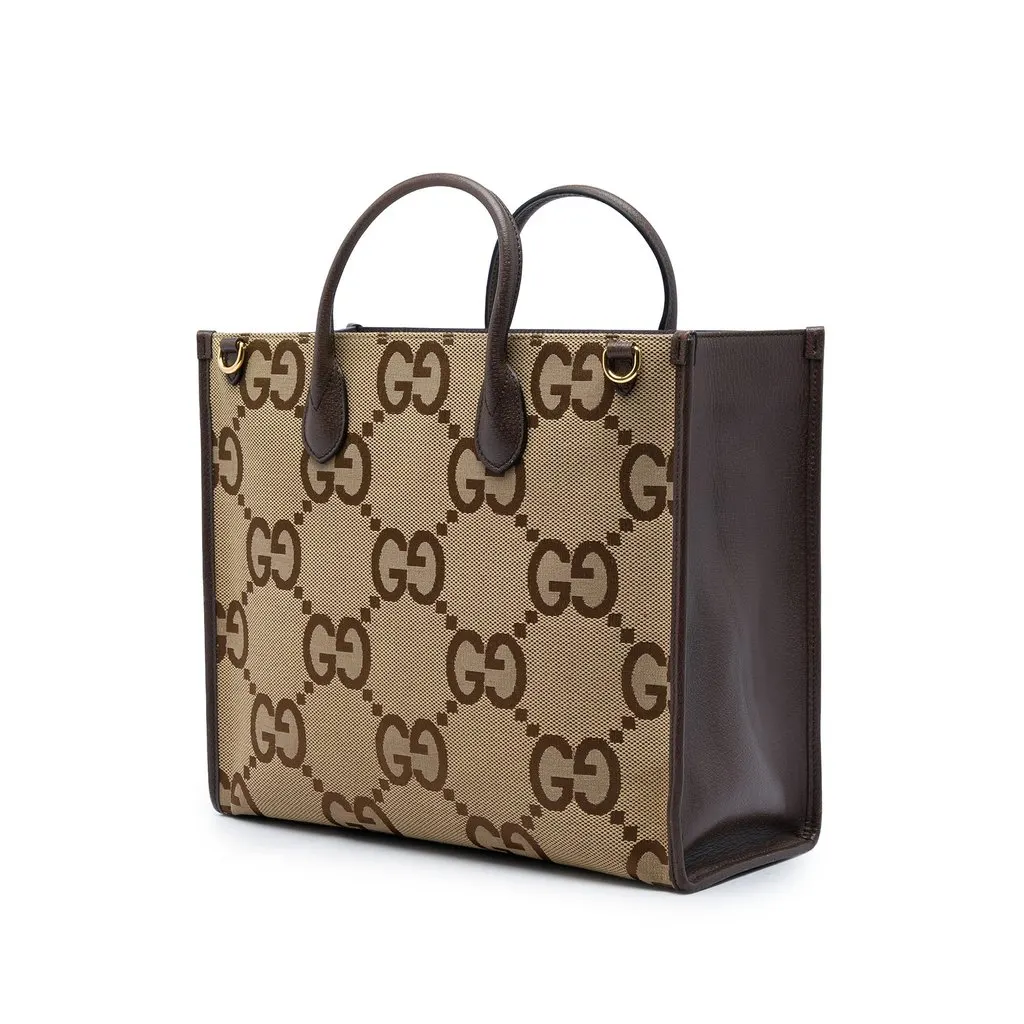 Gucci Jumbo GG Canvas Web Tote Beige Canvas Good - Back View
