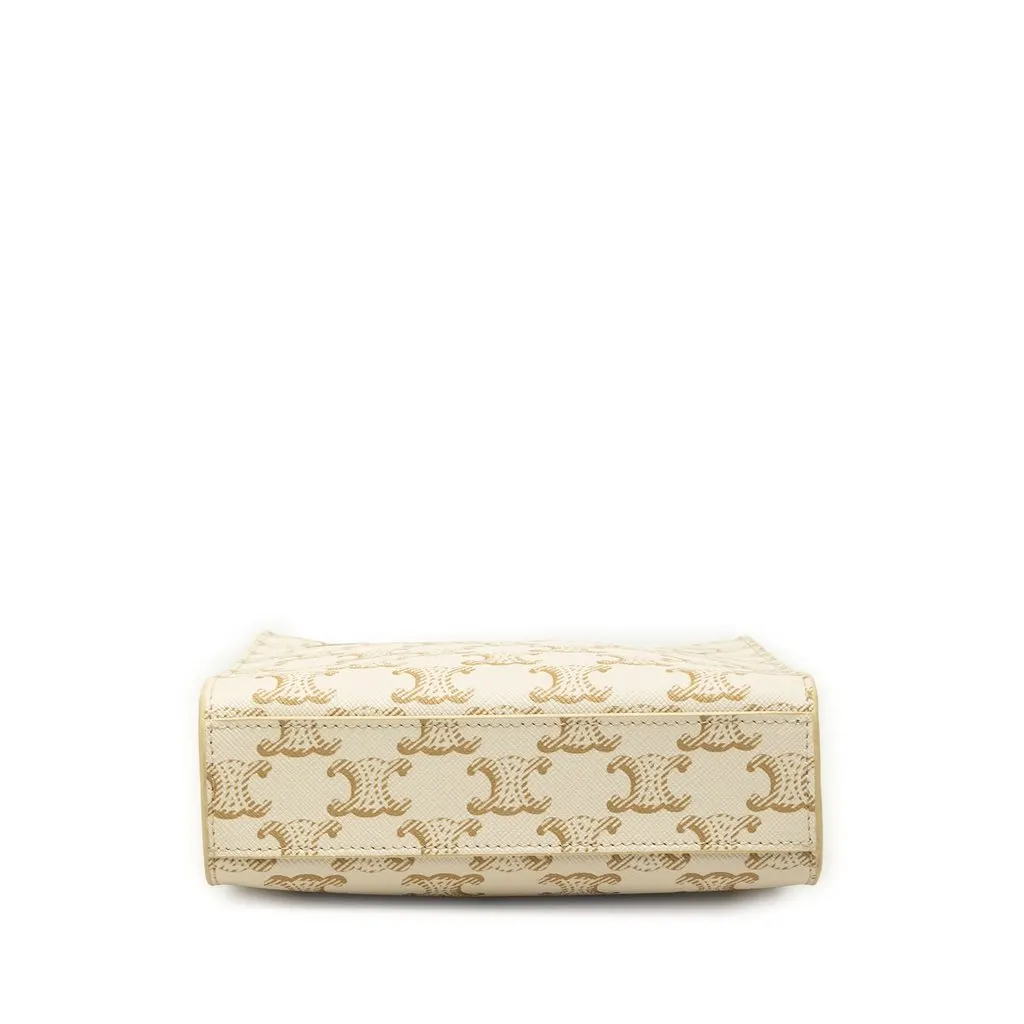 Celine Mini Triomphe Coated Canvas Vertical Cabas Satchel White Very good - Inside View