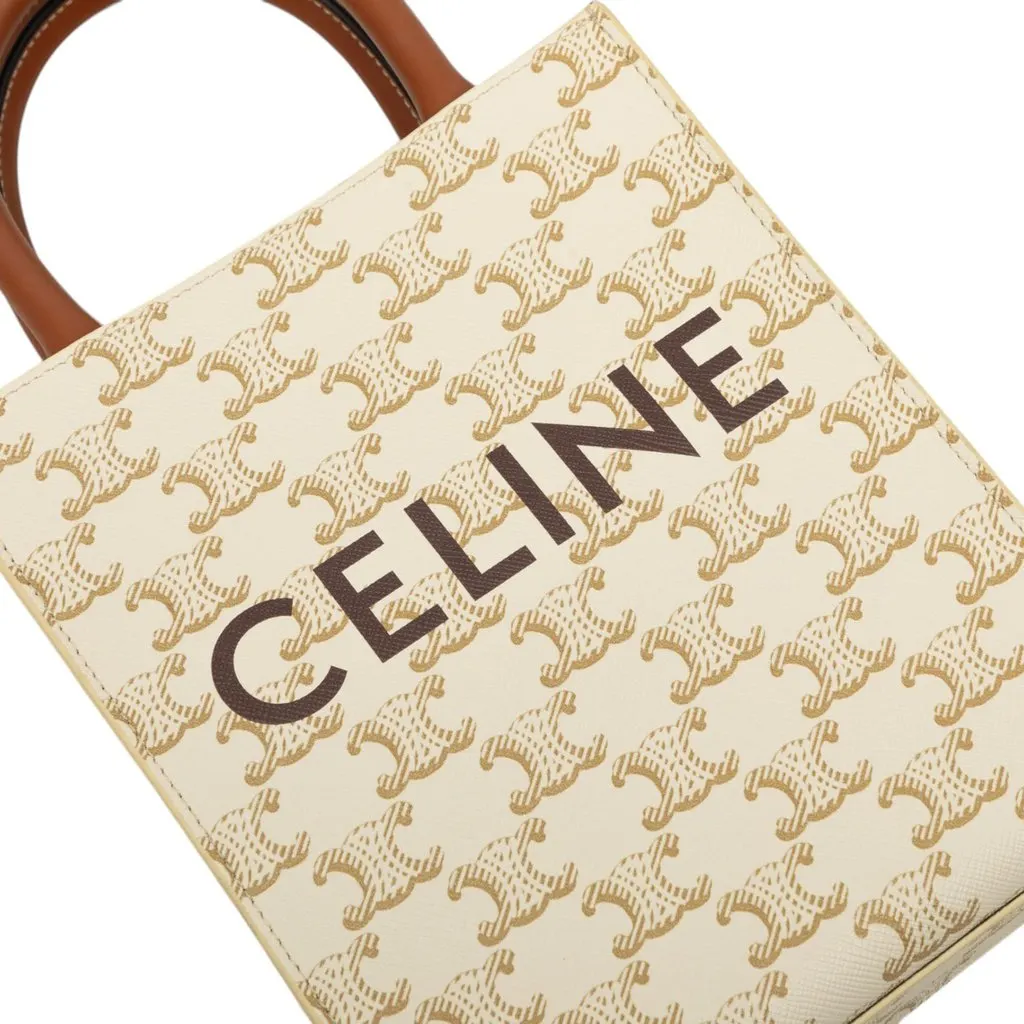 Celine Mini Triomphe Coated Canvas Vertical Cabas Satchel White Very good - Box View