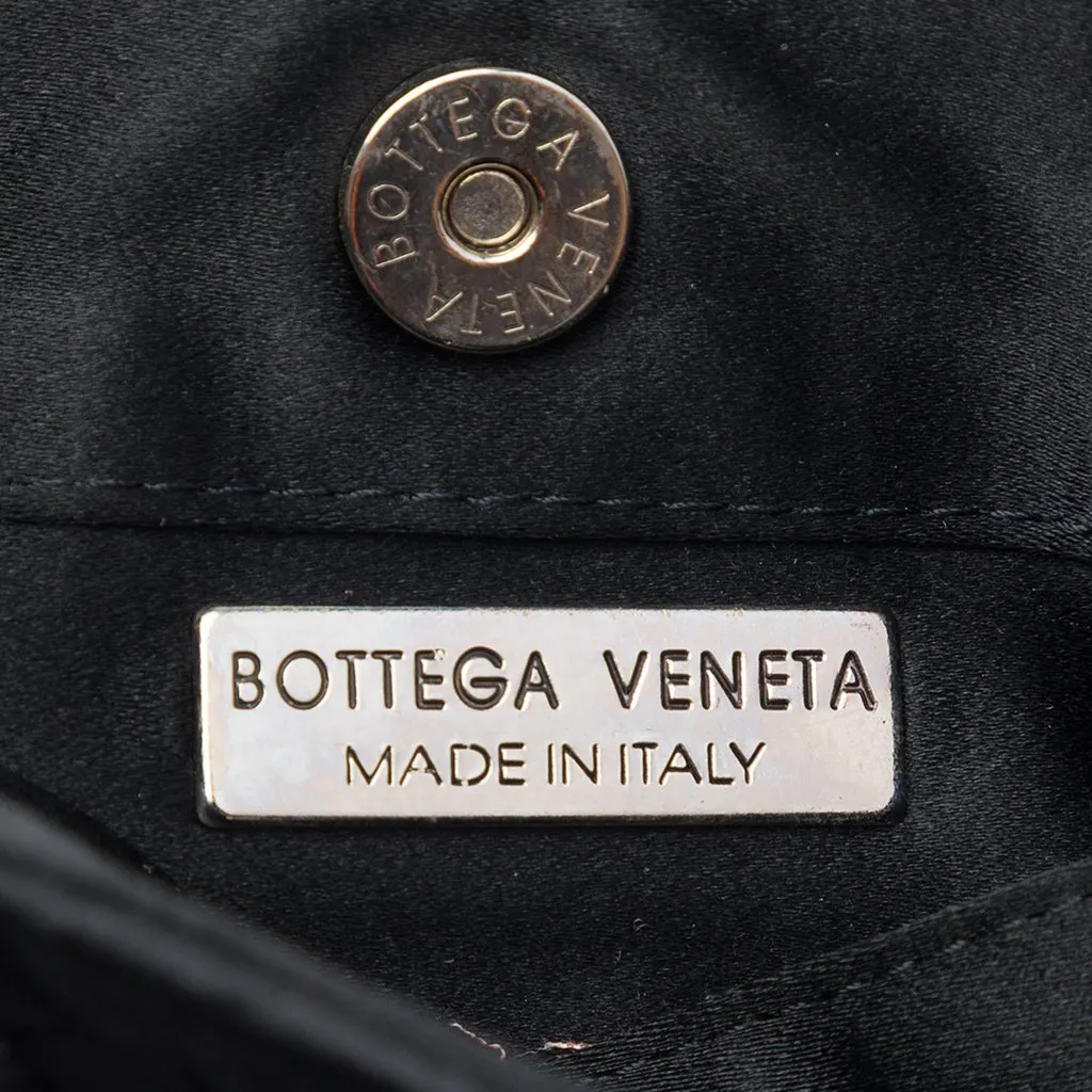 Bottega Veneta Satin Intrecciato Shoulder Bag Black Satin Good - Box View