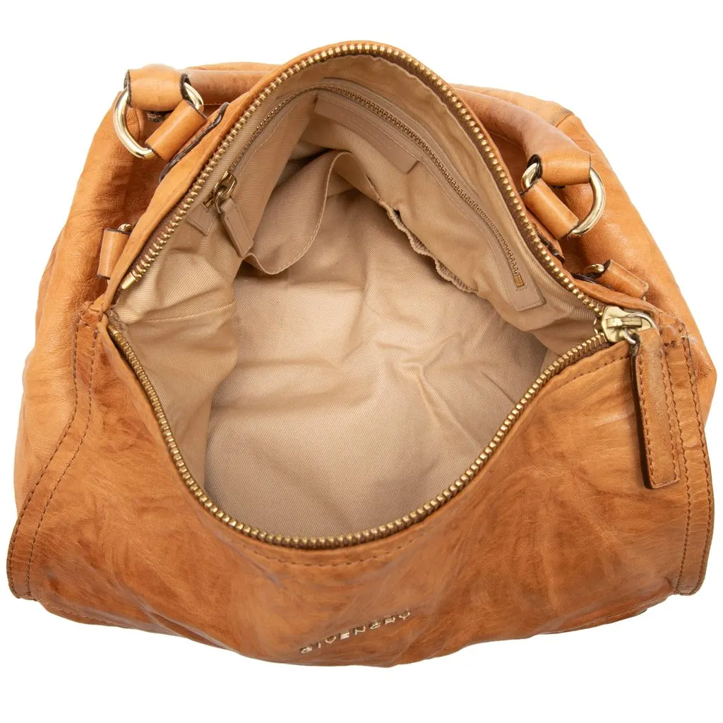 Givenchy Medium Wrinkled Sheepskin Pandora Satchel Brown Leather Very good - Model View