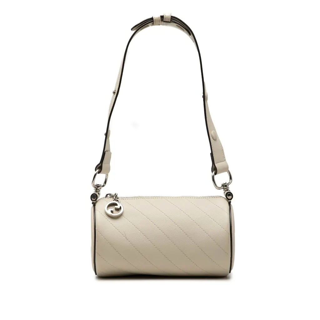 Gucci Mini Leather Blondie Barrel Shoulder Bag White Leather Very good - Front View