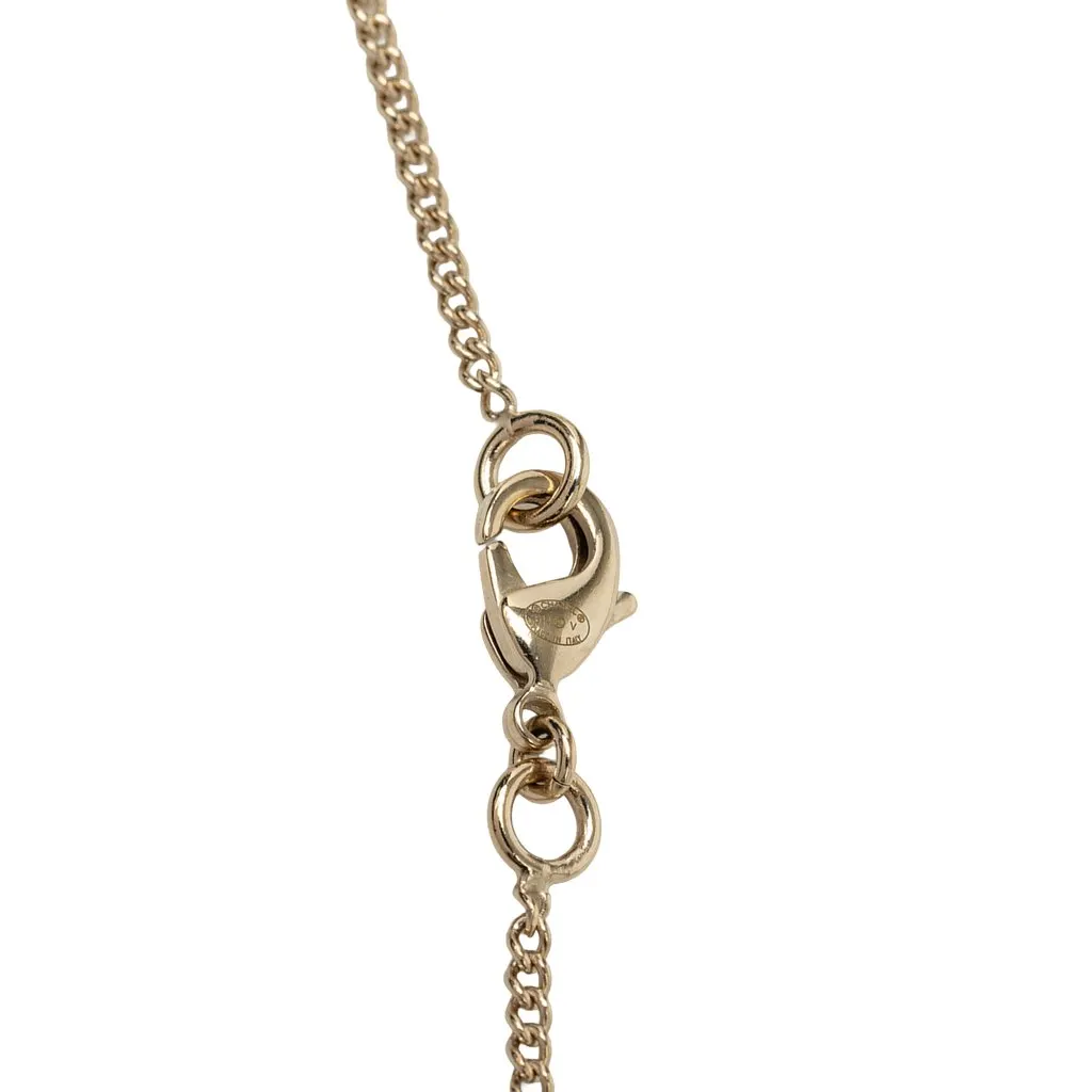 Chanel Gold Plated CC Faux Pearl Baroque Pendant Necklace Gold Metal Very good - Model View