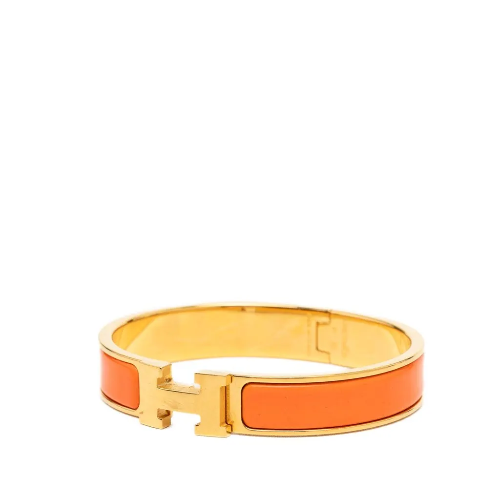 Hermès Narrow Enamel Clic H Bracelet PM Orange Very good - Back View