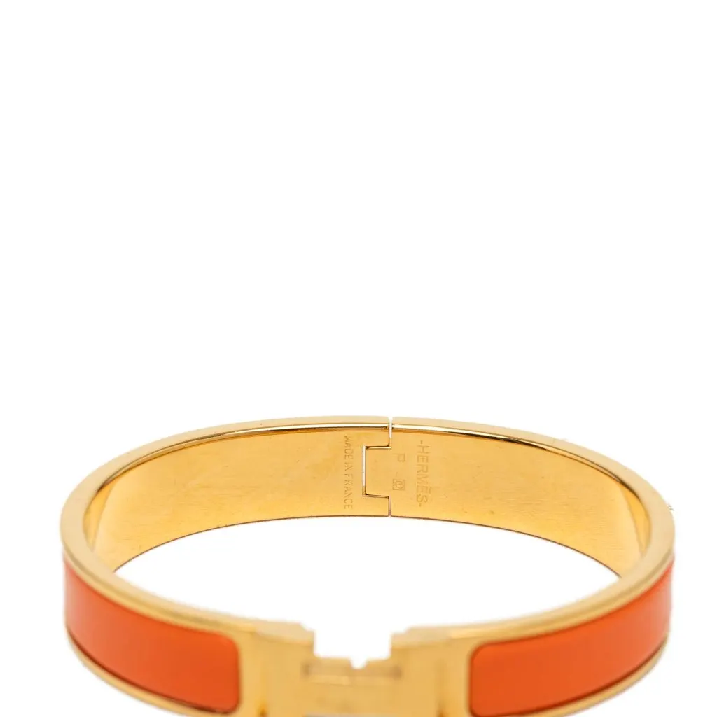 Hermès Narrow Enamel Clic H Bracelet PM Orange Very good - Model View