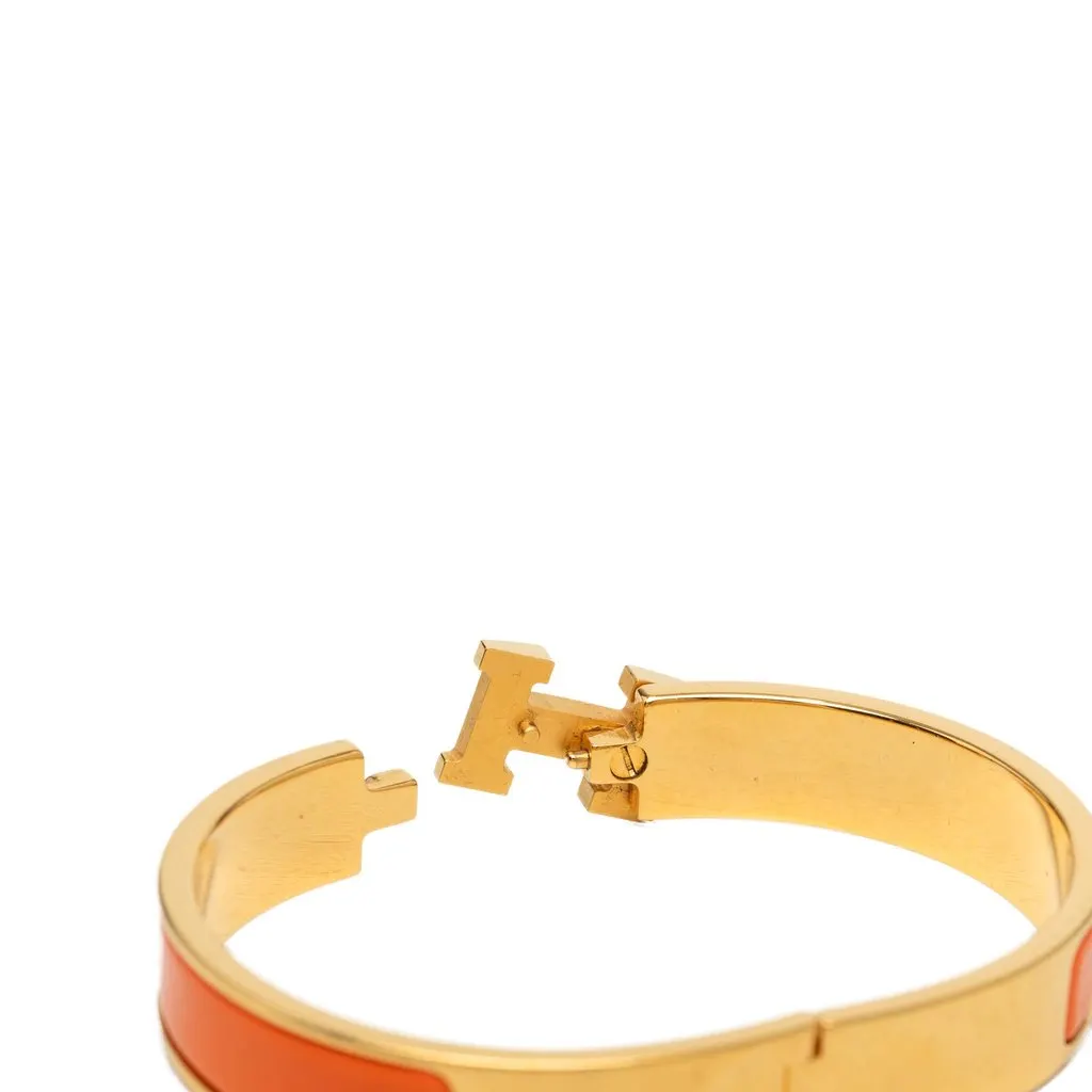 Hermès Narrow Enamel Clic H Bracelet PM Orange Very good - Box View