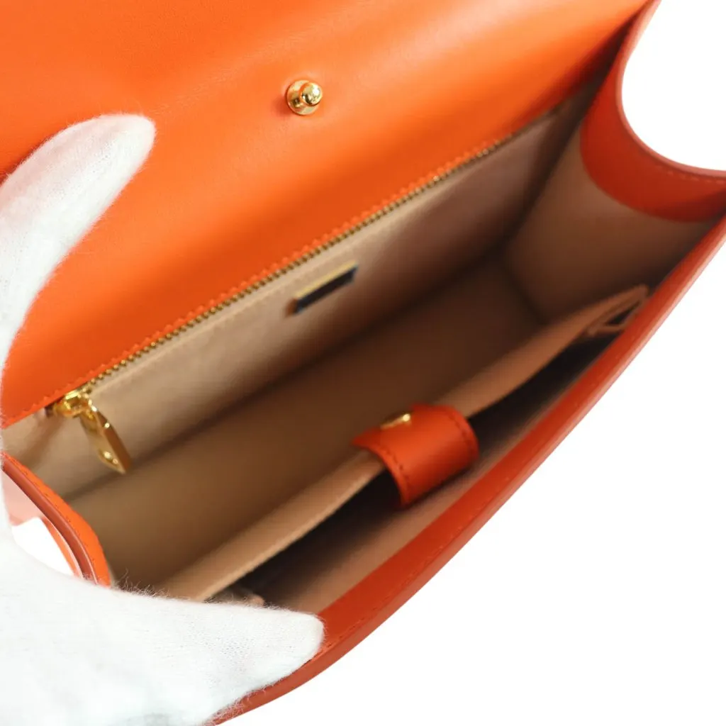 Dolce & Gabbana Leather DG Logo Flap Crossbody Orange Leather Very good - Model View