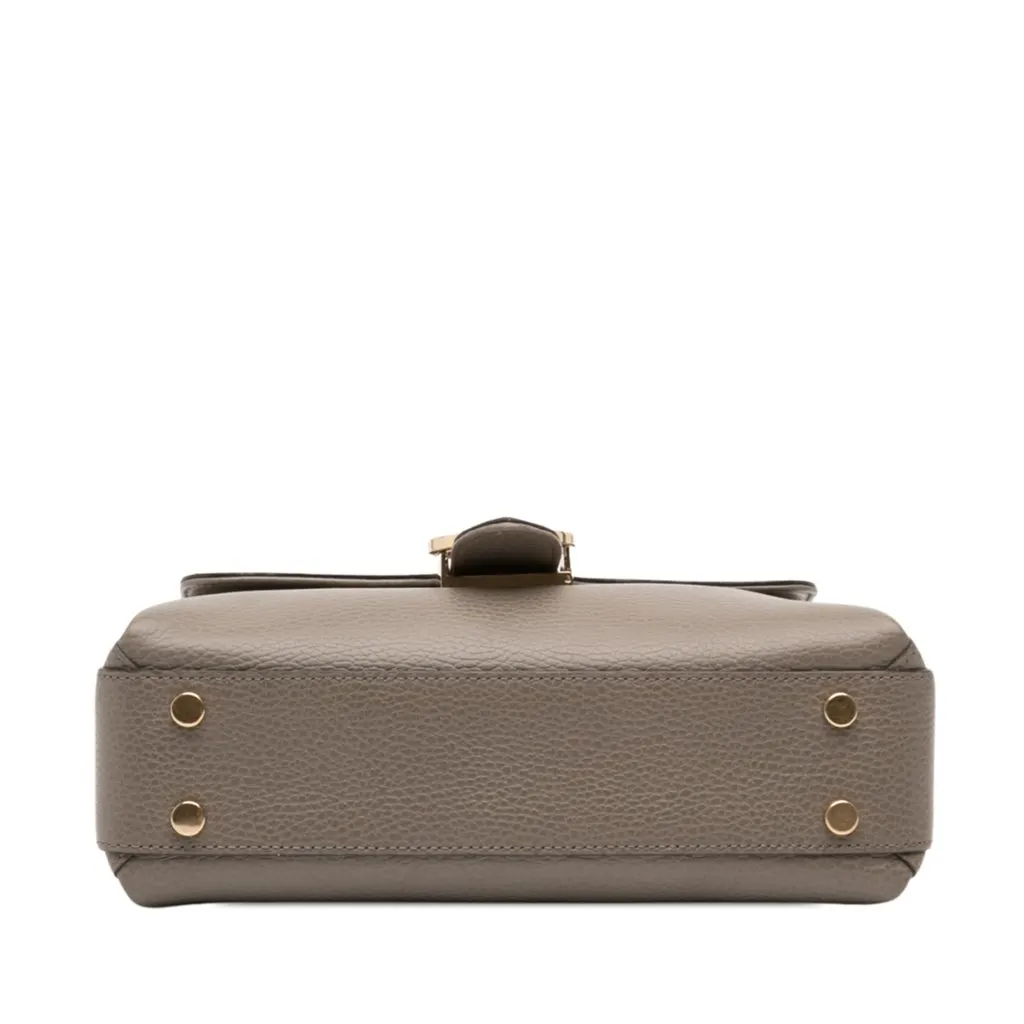 Gucci Small Dollar Calf Interlocking G Satchel Brown Leather Very good - Inside View