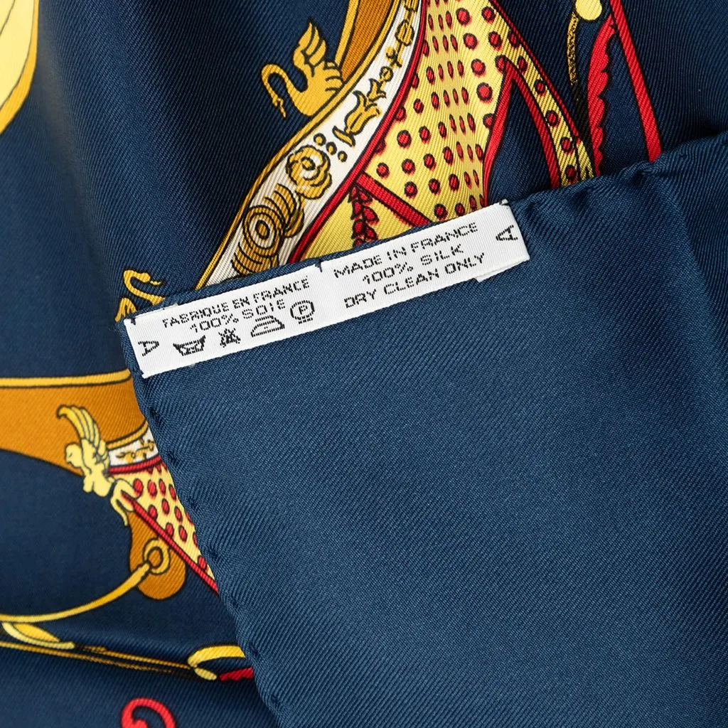 Hermès Springs Silk Scarf 90 Blue Very good - Back View