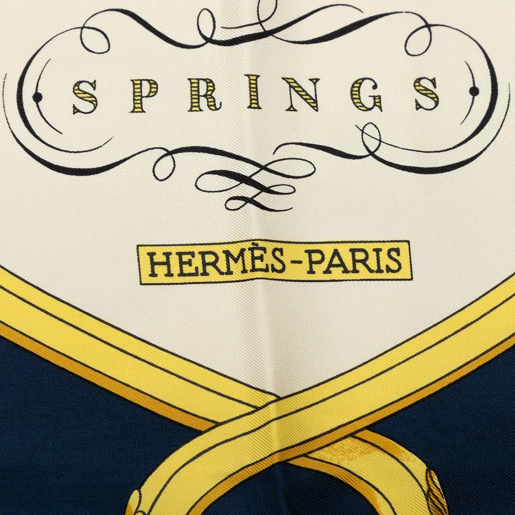 Hermès Springs Silk Scarf 90 Blue Very good - Inside View