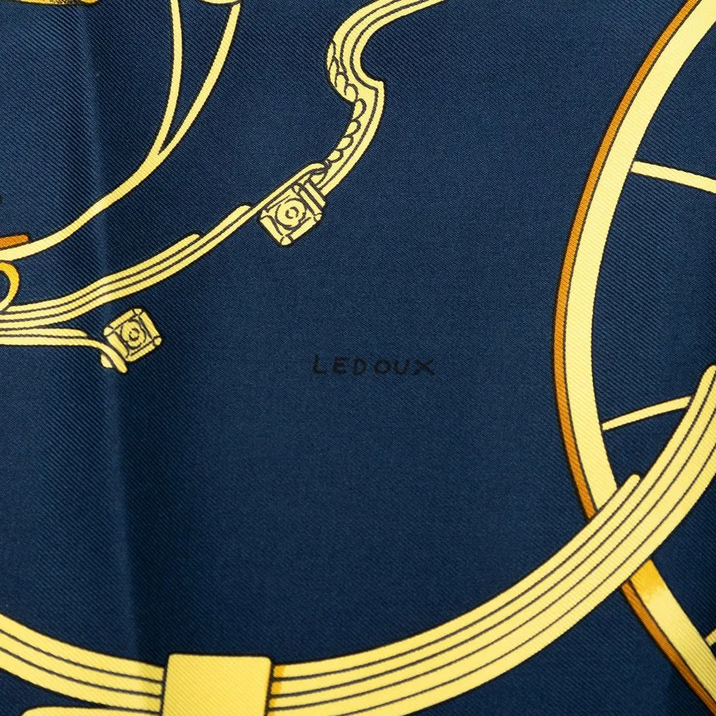 Hermès Springs Silk Scarf 90 Blue Very good - Model View