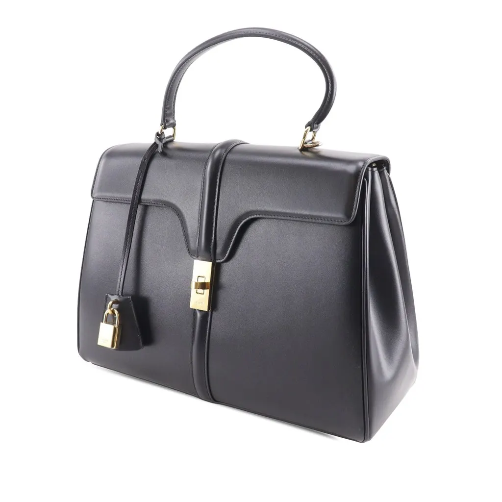 Celine Medium Calfskin Classique 16 Top Handle Bag Black Leather Very good - Back View