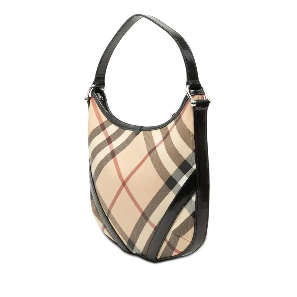 Burberry Supernova Check Coated Canvas Larkin Hobo Beige Very good - Back View