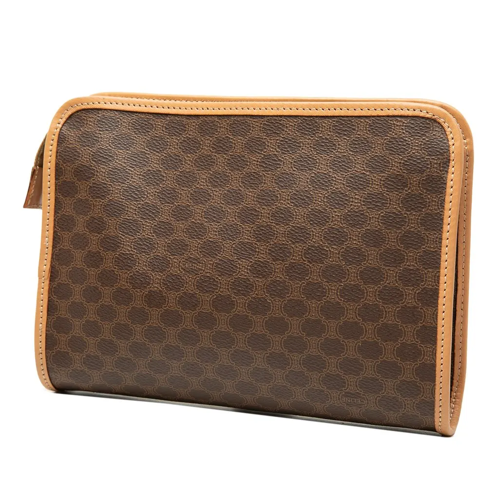 Celine Macadam Coated Canvas Clutch Brown Canvas Very good - Back View