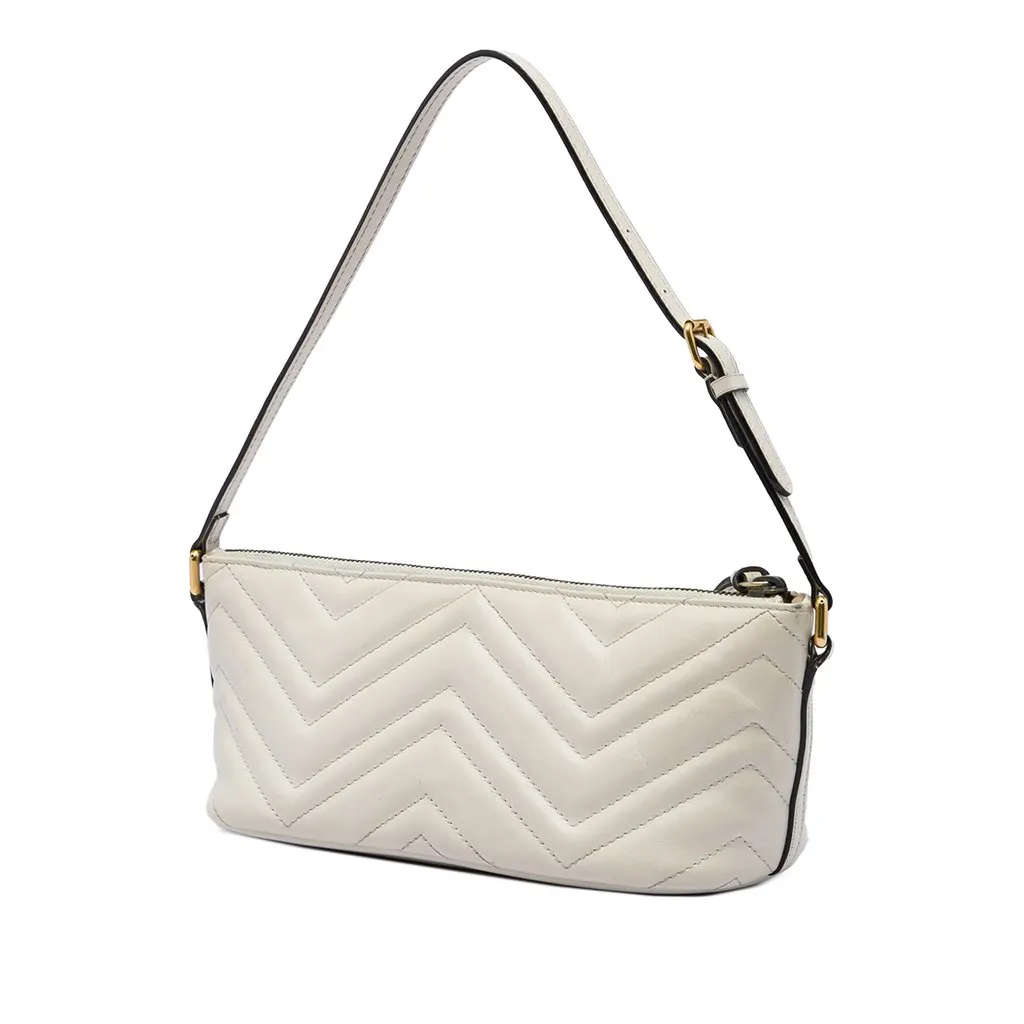 Gucci GG Marmont Matelasse Calfskin Shoulder Bag White Leather Very good - Back View