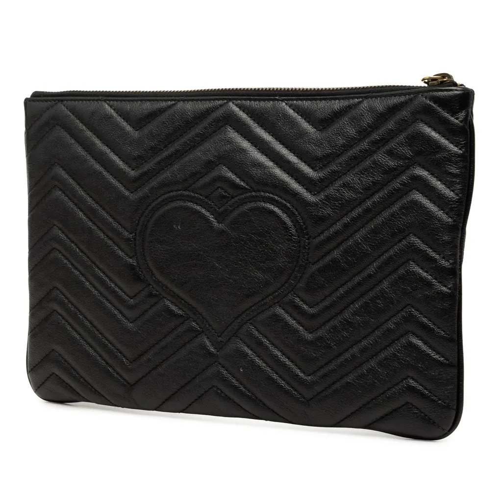 Gucci GG Marmont Matelasse Leather Clutch Black Leather Very good - Back View