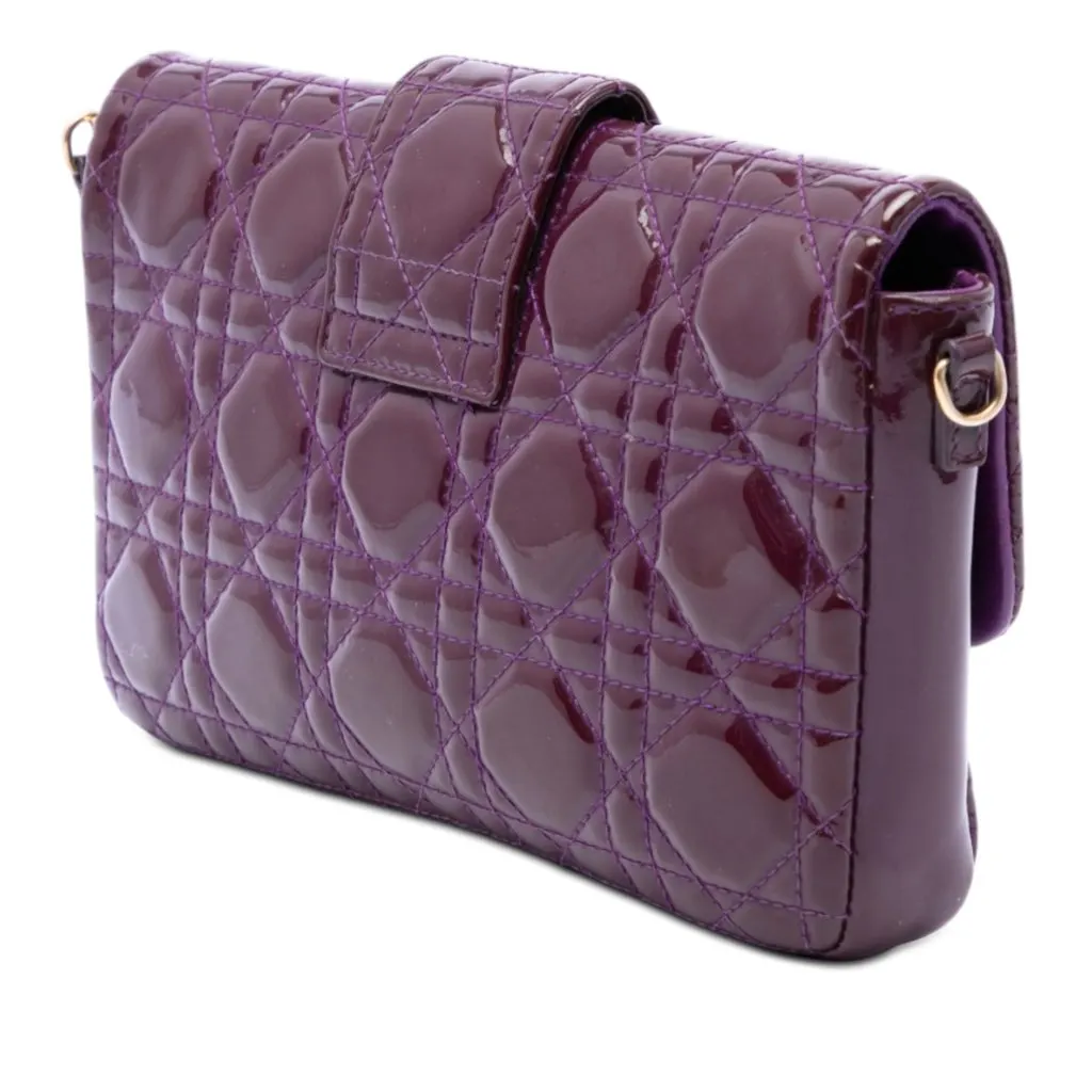 Dior Patent Cannage New Lock Pouch Crossbody Purple Leather Very good - Back View