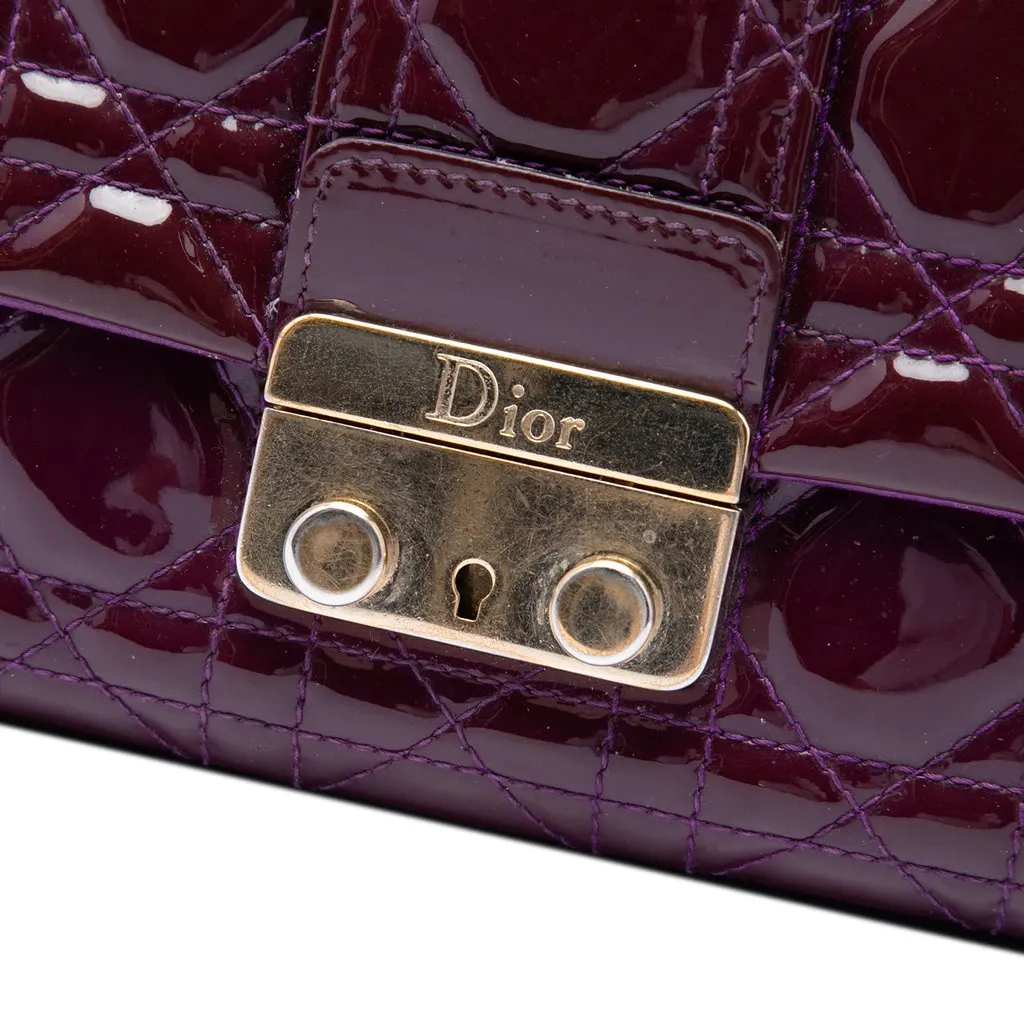 Dior Patent Cannage New Lock Pouch Crossbody Purple Leather Very good - Box View