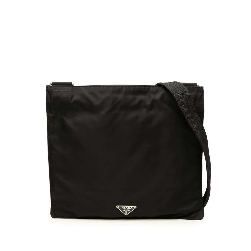 Prada Tessuto Zip Top Crossbody Black Polyamide Very good - Front View