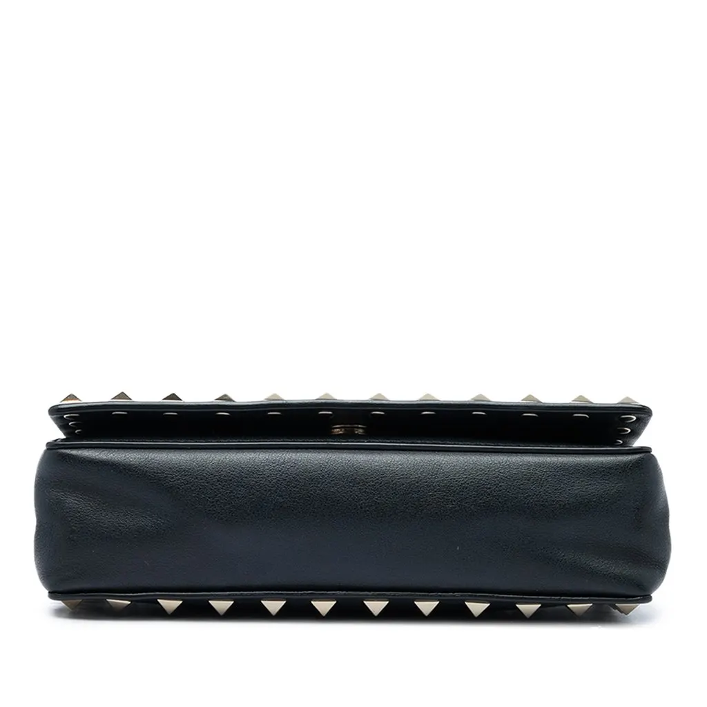 Valentino Calfskin Rockstud Wallet On Chain Black Leather Very good - Inside View