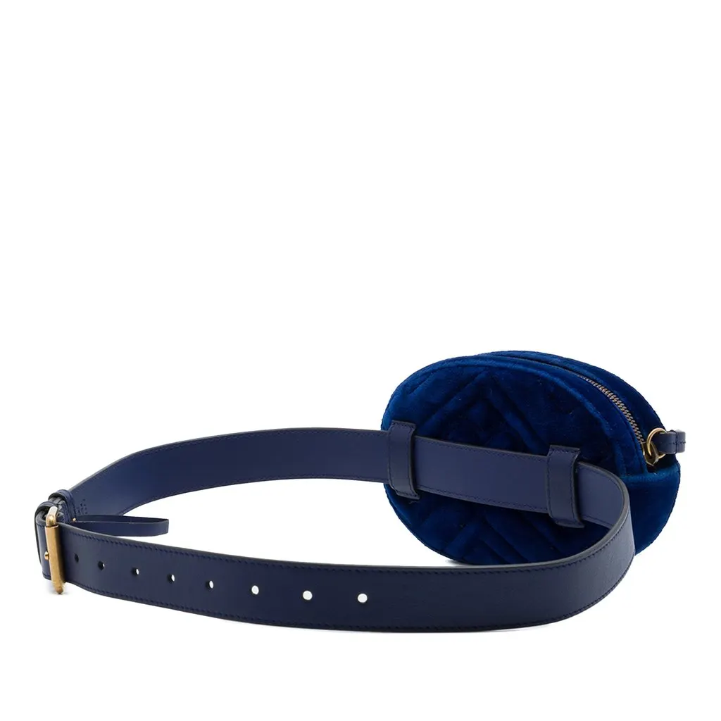 Gucci GG Marmont Matelasse Velvet Belt Bag Blue Very good - Back View