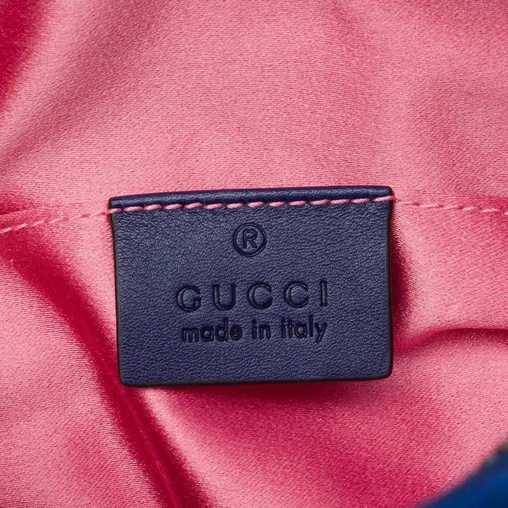 Gucci GG Marmont Matelasse Velvet Belt Bag Blue Very good - Box View