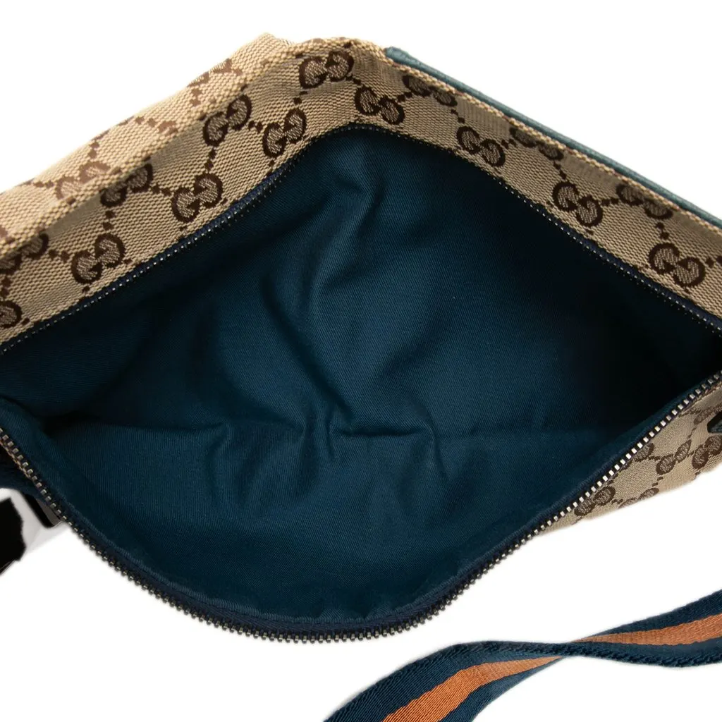 Gucci GG Canvas Web Double Pocket Belt Bag Beige Canvas Very good - Model View