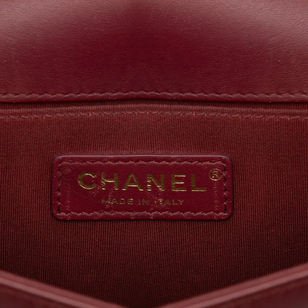 Chanel Small Quilted Lambskin and Braided Tweed Jacket Boy Flap Red Very good - Box View