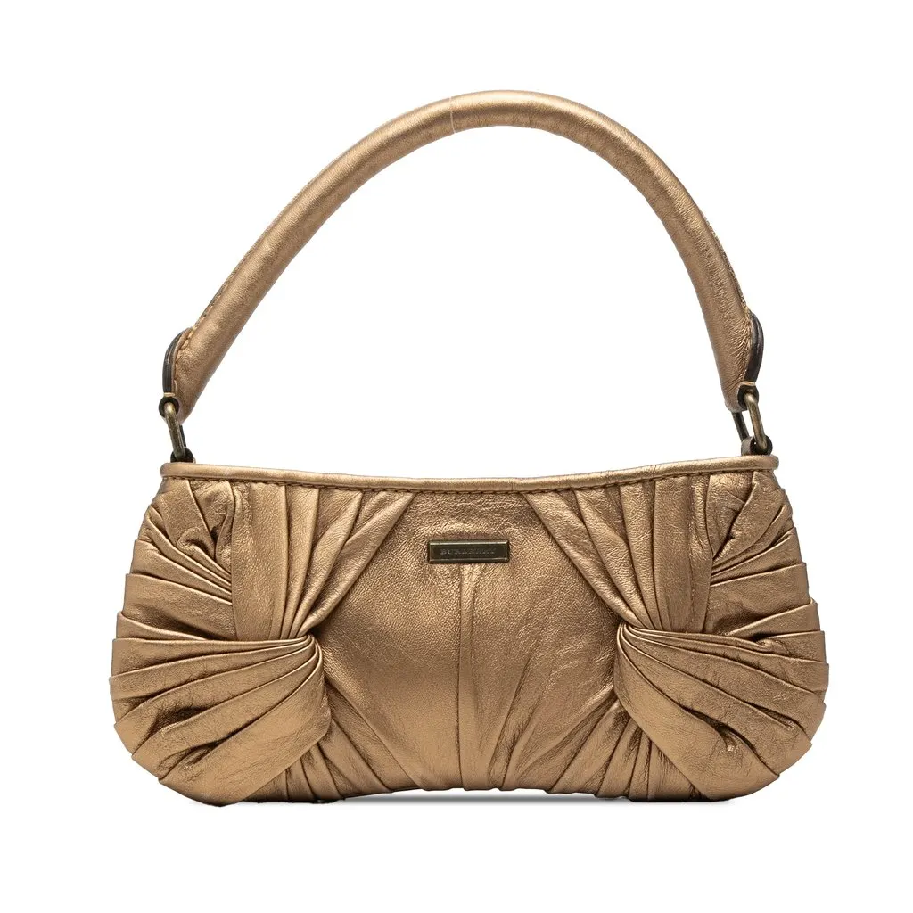 Burberry Metallic Leather Sling Knot Shoulder Bag Gold Leather Very good - Front View