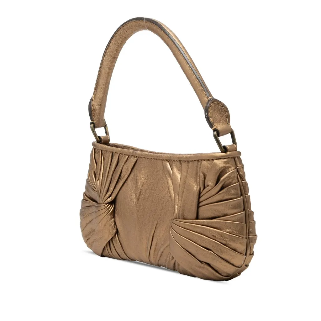 Burberry Metallic Leather Sling Knot Shoulder Bag Gold Leather Very good - Back View
