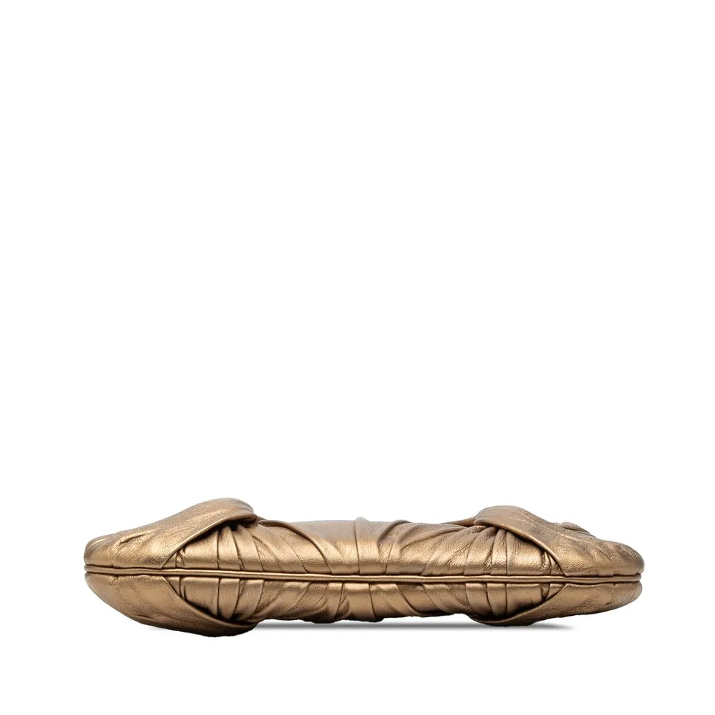 Burberry Metallic Leather Sling Knot Shoulder Bag Gold Leather Very good - Inside View