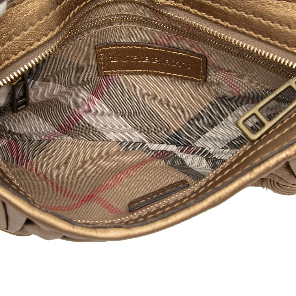 Burberry Metallic Leather Sling Knot Shoulder Bag Gold Leather Very good - Model View