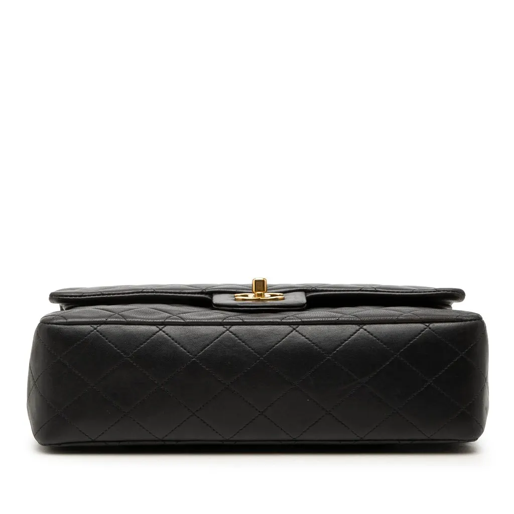 Chanel Medium Classic Lambskin Double Flap Black Leather Good - Inside View